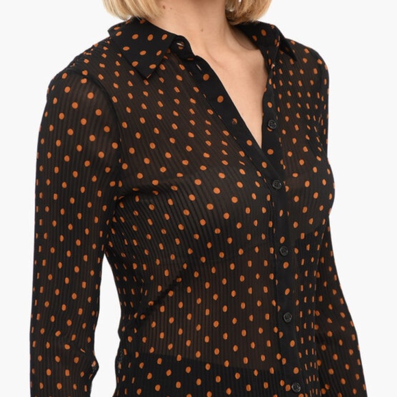 SAMSOE SAMSOE DOTTED PLEATED MATHILDE LONG SLEEVED BLOUSE - Picture 3 of 6